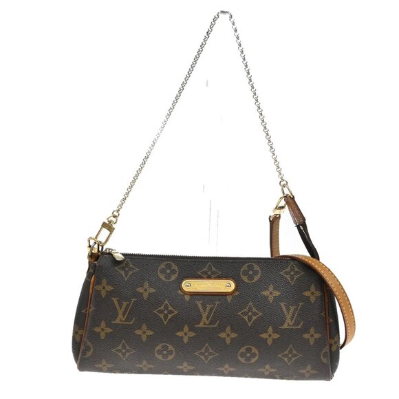 LOUIS VUITTON Eva 2Way Chain Shoulder Bag Monogram Leather Brown - Picture 1 of 15